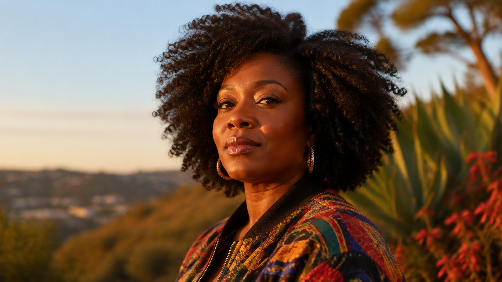 Retrato colorido da hora dourada de graça ai gerador de menina negra