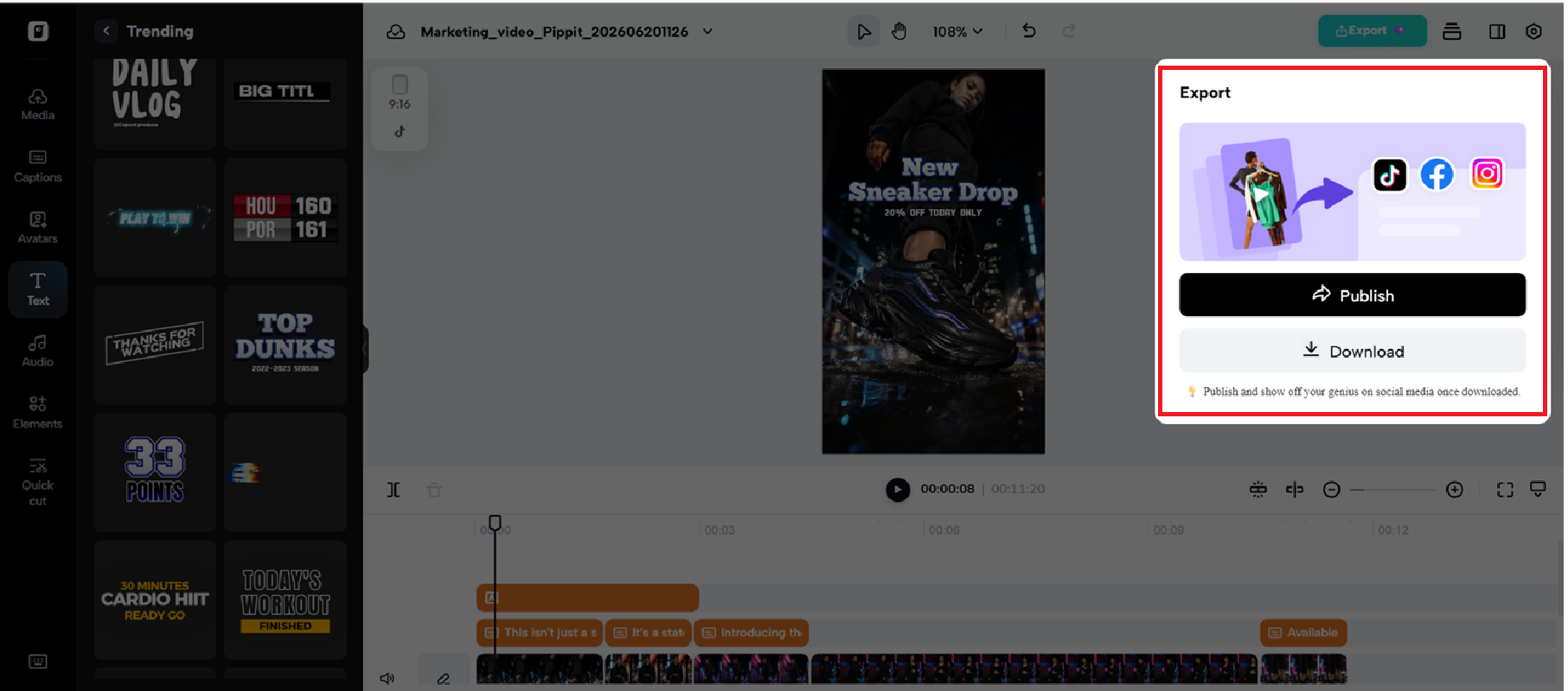 Preview and download