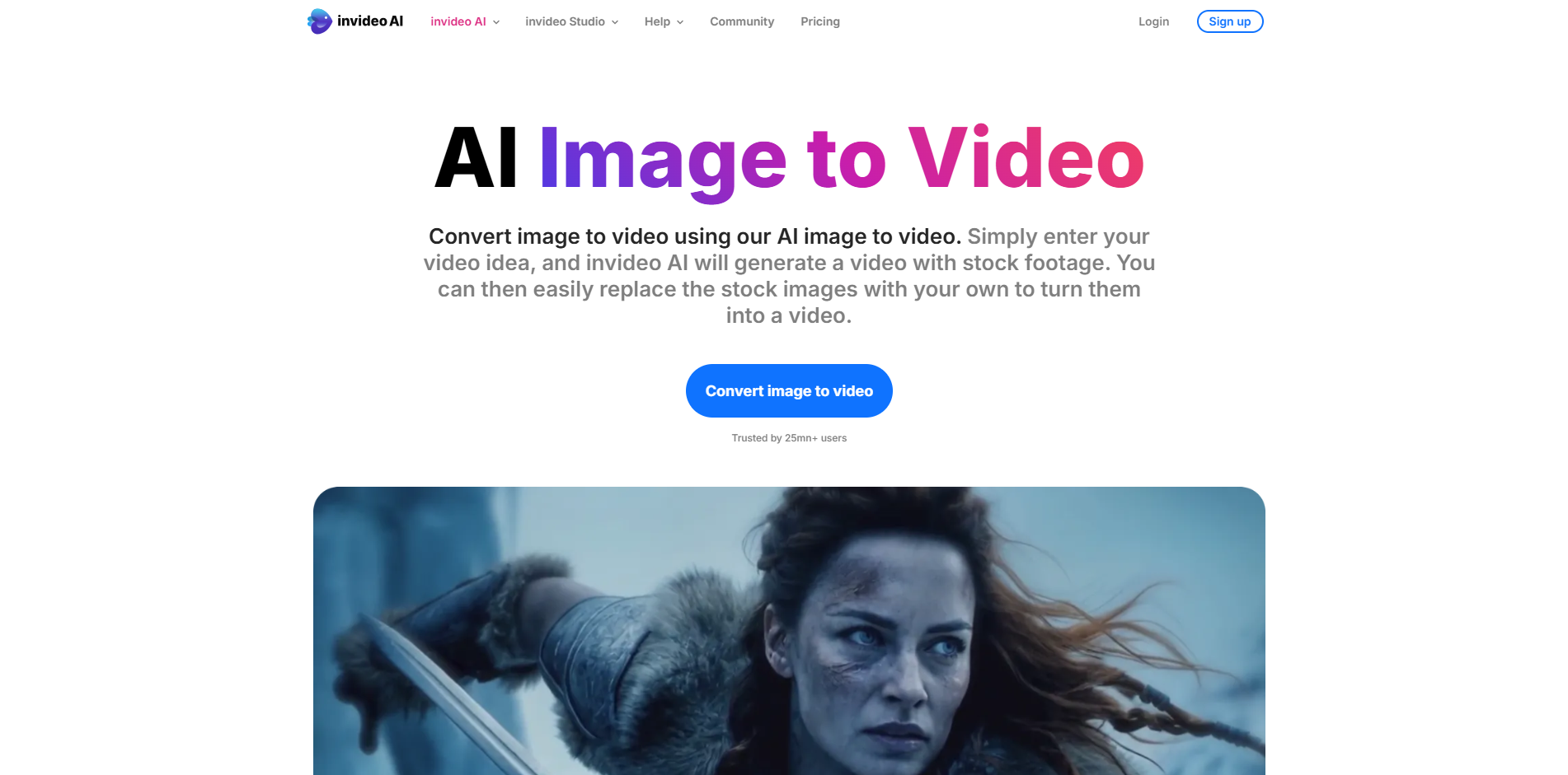 Interface of InVideo AI - the most liked tool to convert PNG sequences to a video
