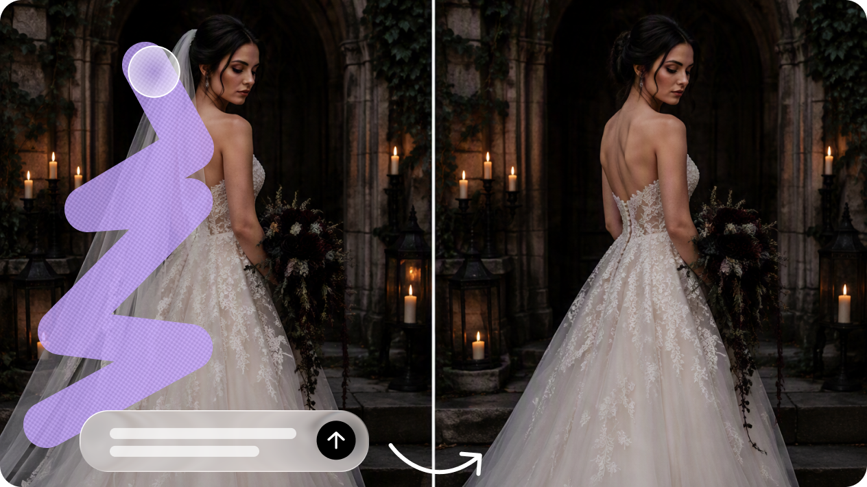 Refine wedding dress details with AI editing