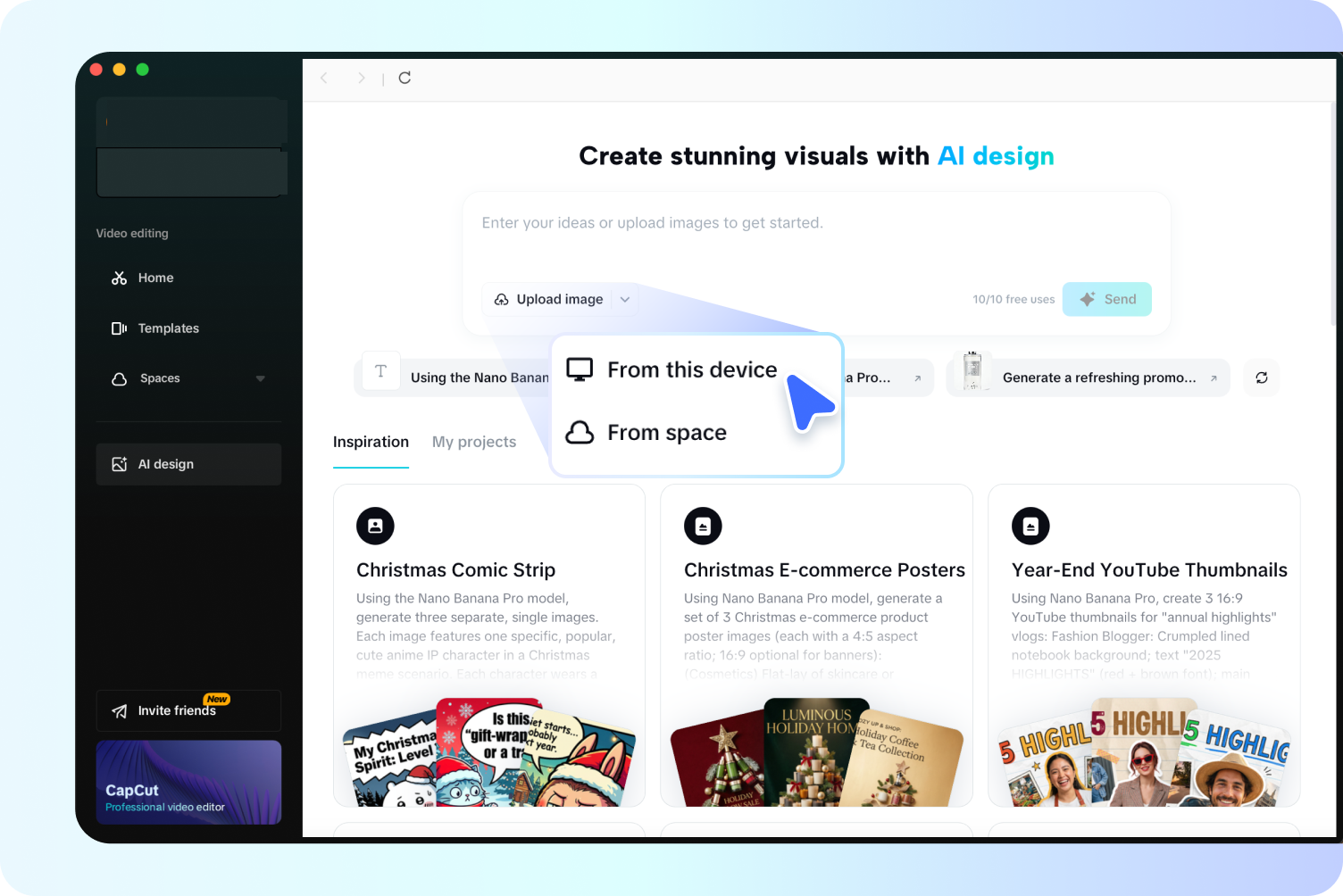 Uploading a photo to brighten the image in CapCut
