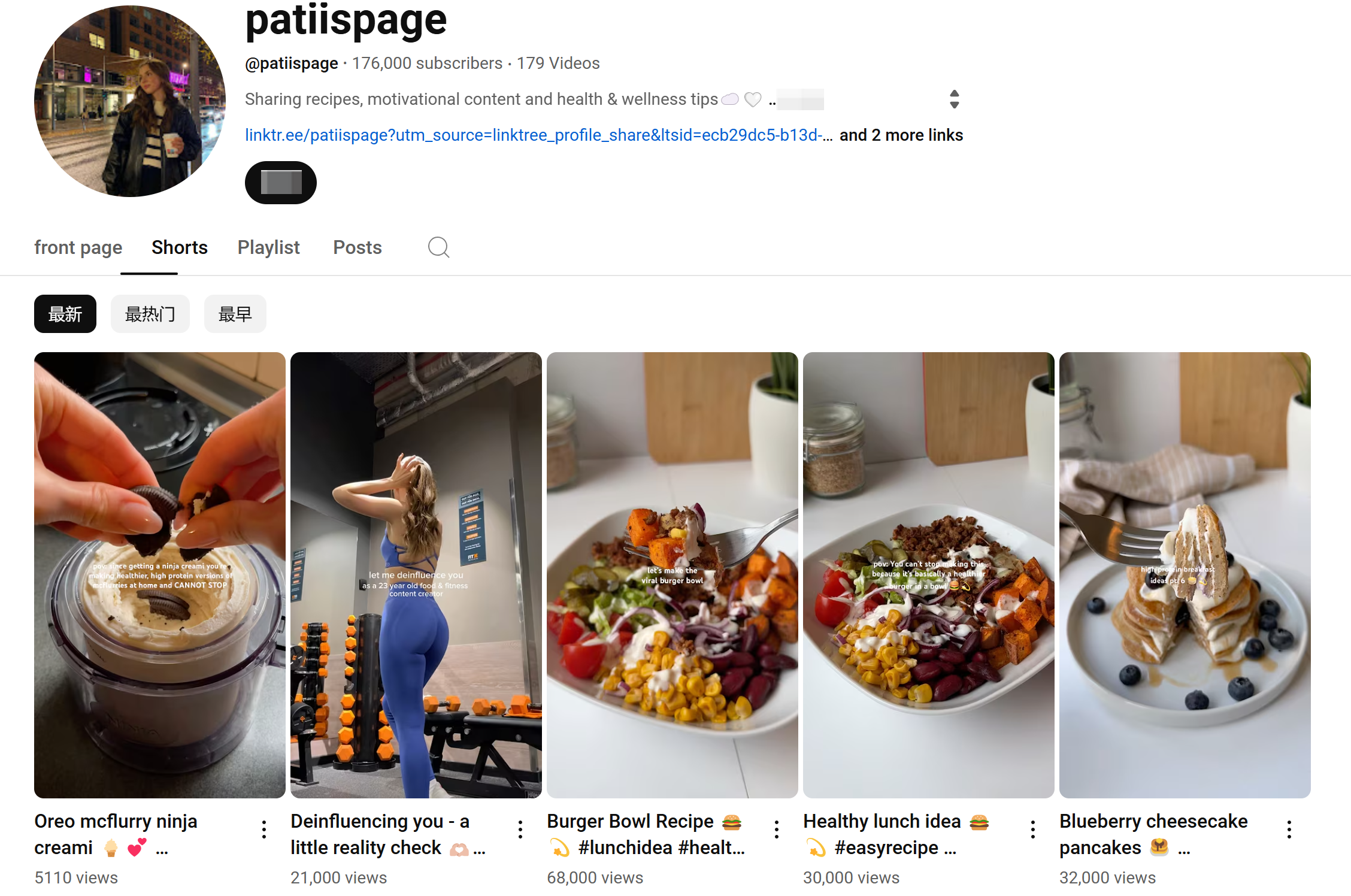 patiispage's channel on YouTube food shorts