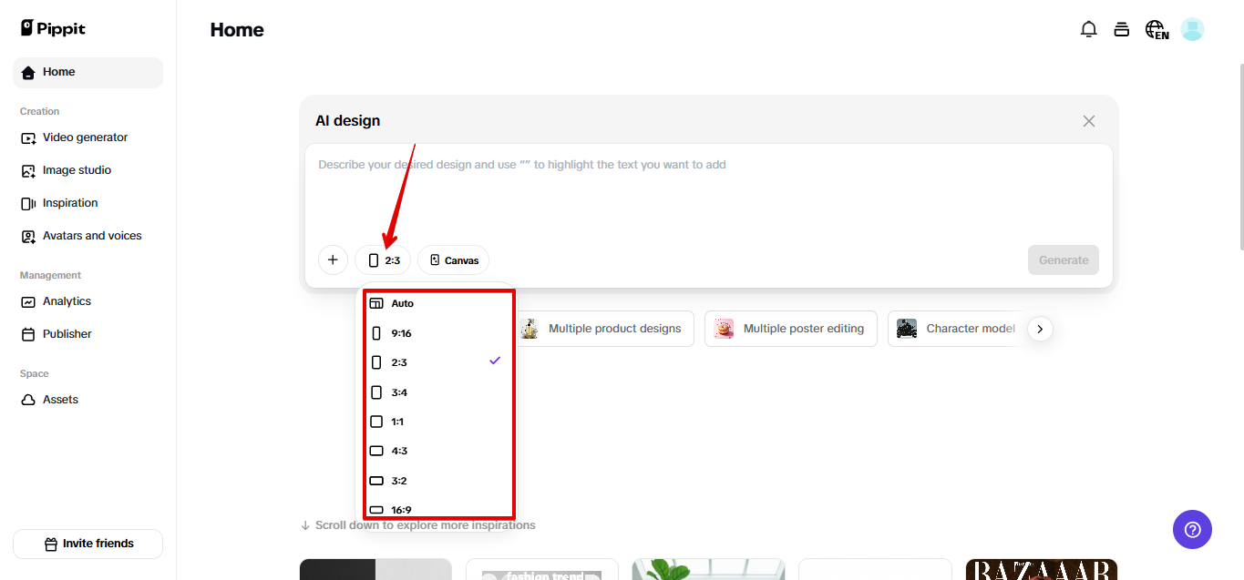 Support many aspect ratio for art generation
