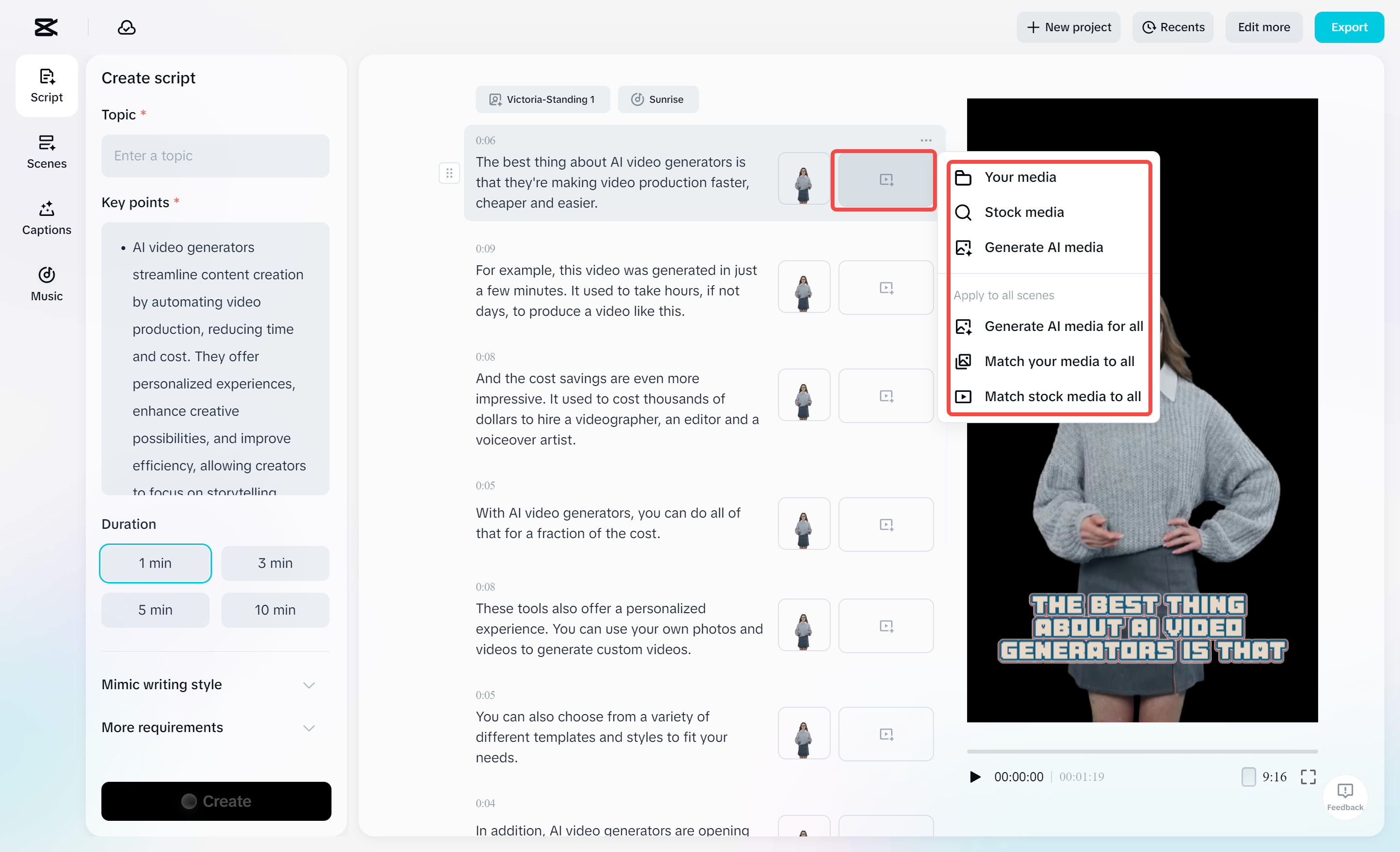 Wstawianie podpisów do wideo w CapCut edytorze wideo na pulpicie