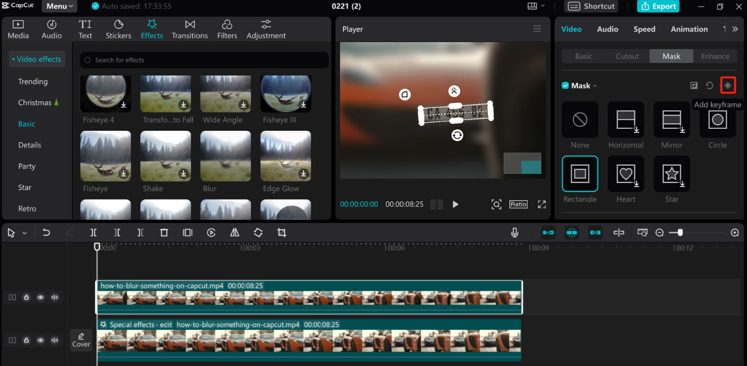 Vervagingseffecten toepassen in de CapCut desktop video-editor