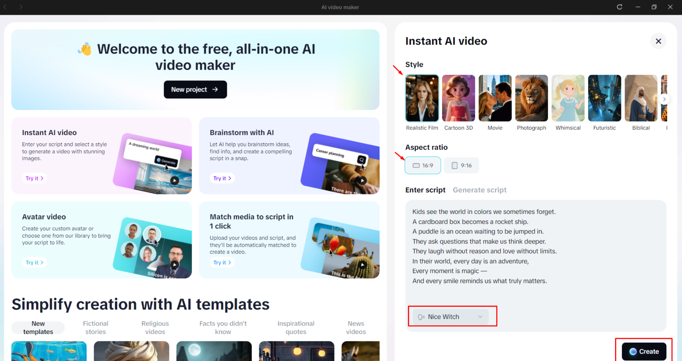 Generating a video from script with the CapCut desktop video editor