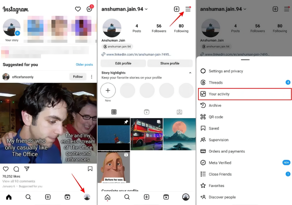 Πρόσβαση στη δραστηριότητά σας στο Instagram