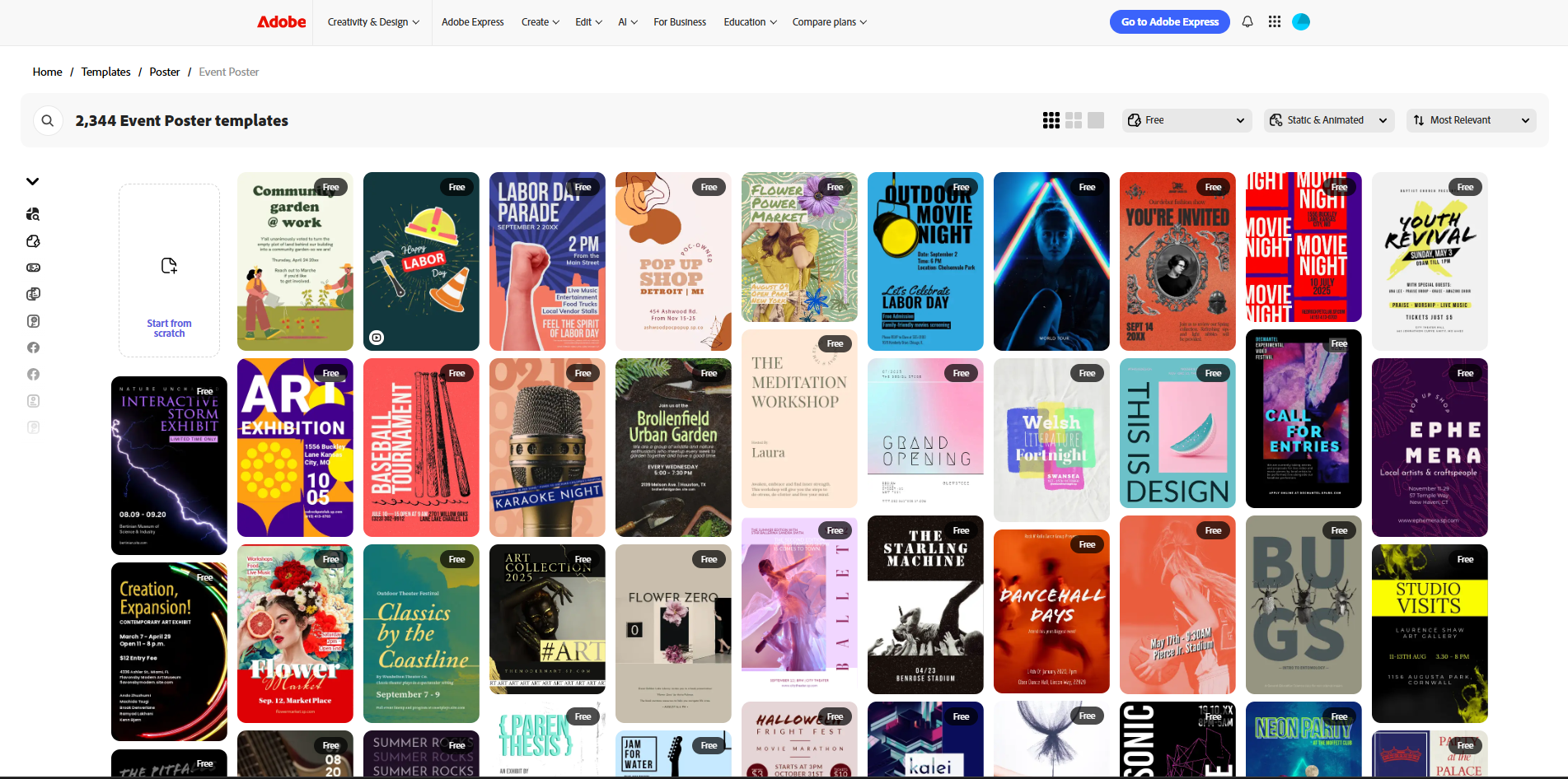 Adobe Express templates for resumes and invitations