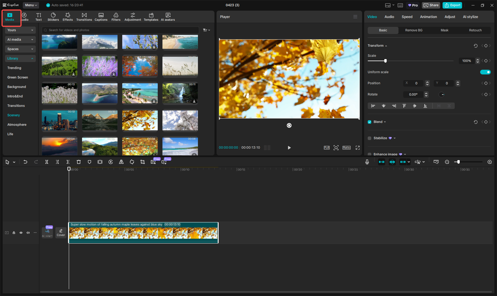CapCut's copyright-free media files