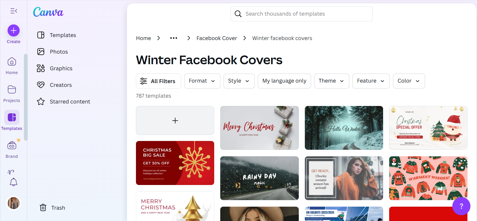 Canva - Best tool to download Facebook winter cover photos
