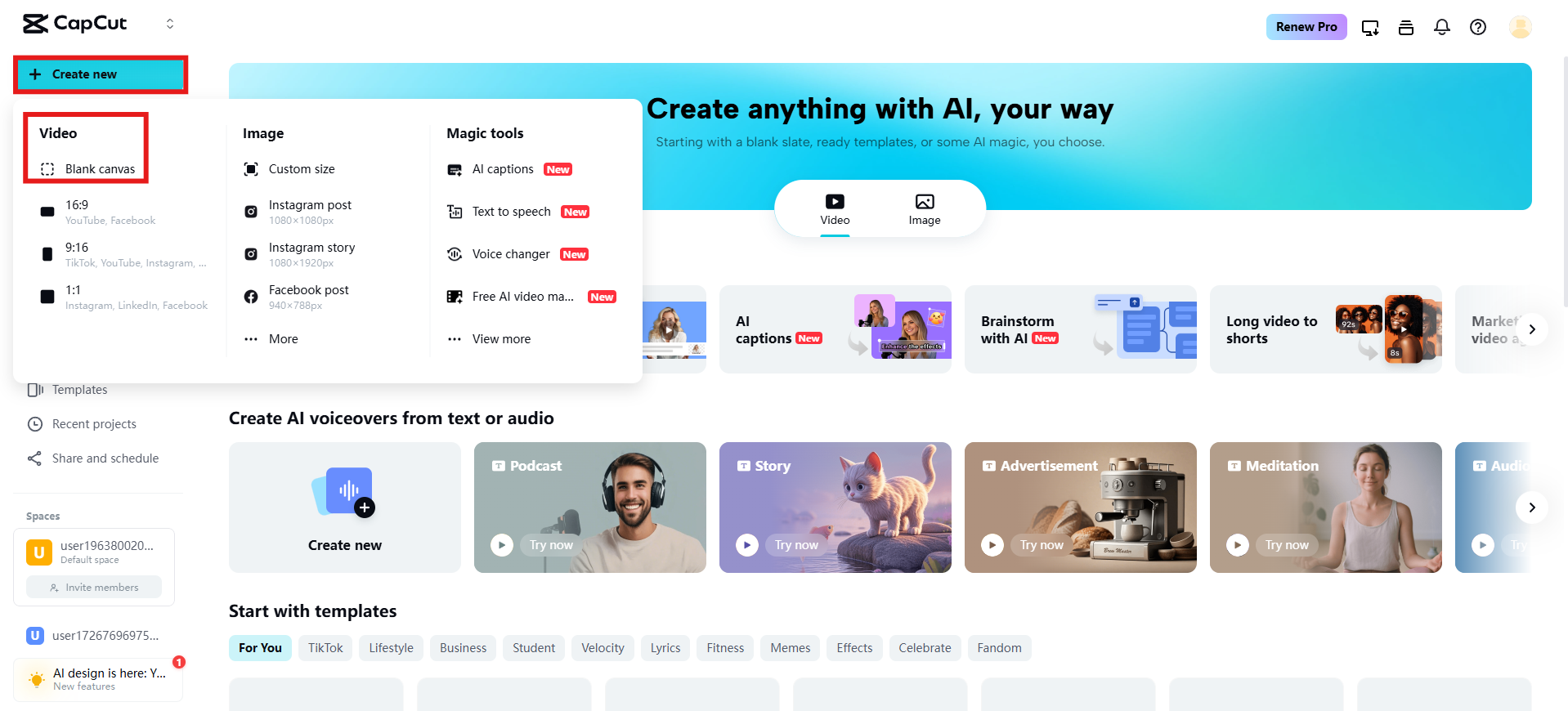 Simulan ang bagong proyekto