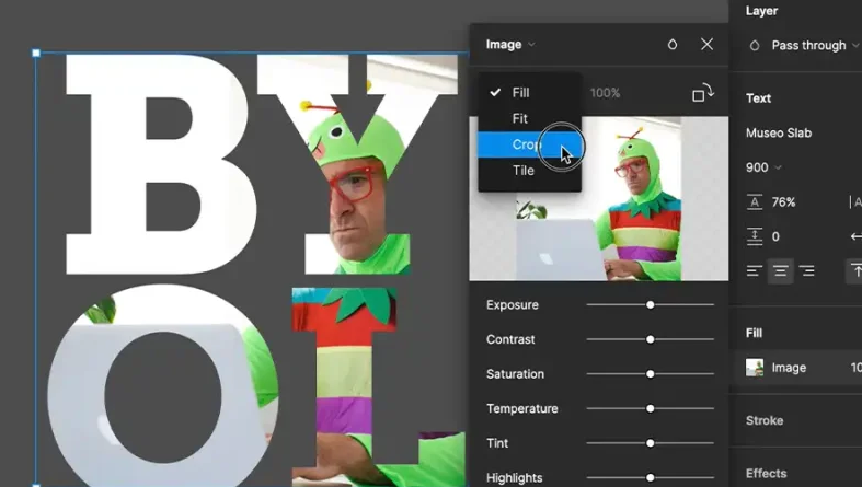 Adjust the image inside the text