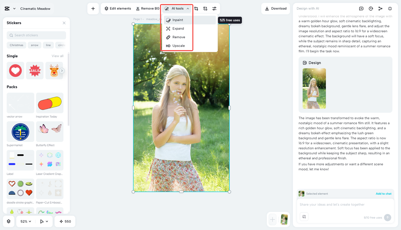 Refine the image further with AI tools