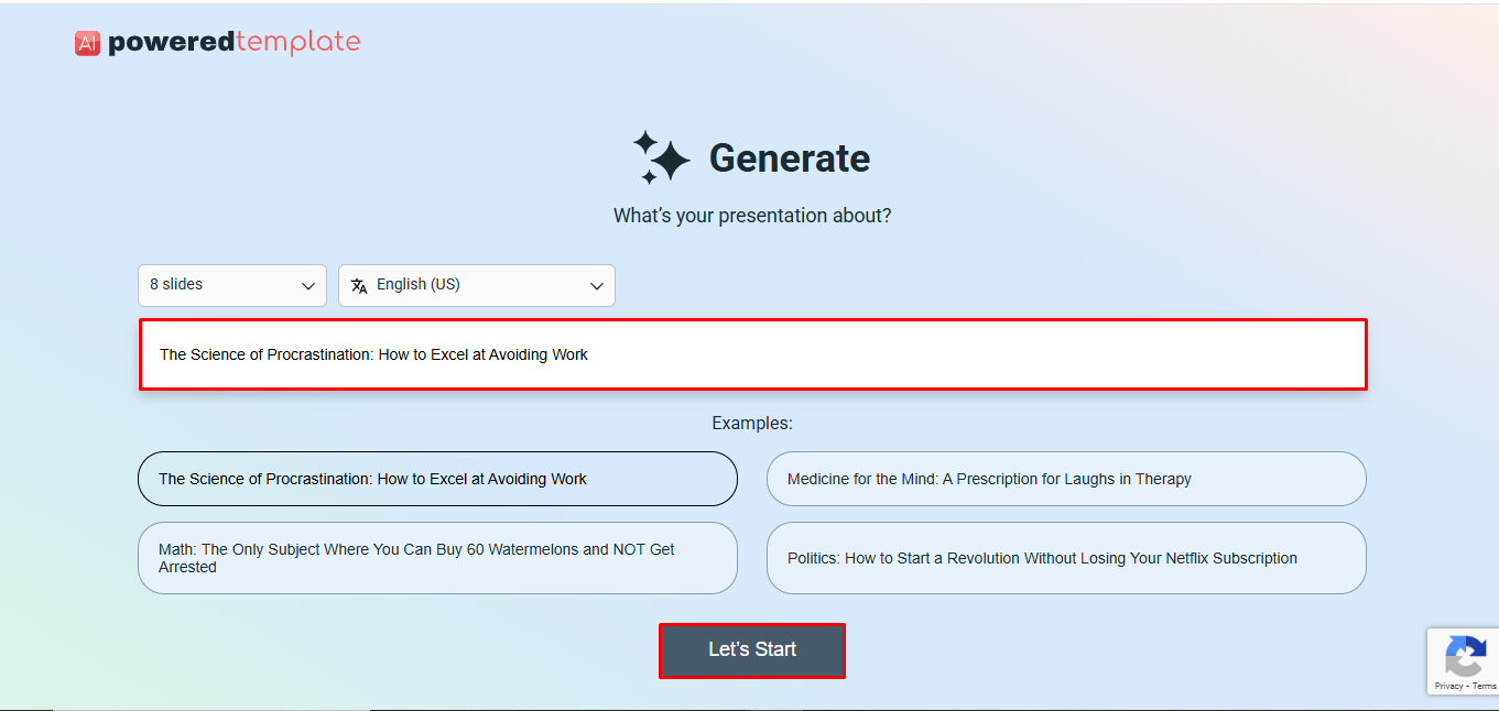 AI PoweredTemplate - un créateur de présentations gratuit et facile à utiliser alimenté par l'IA