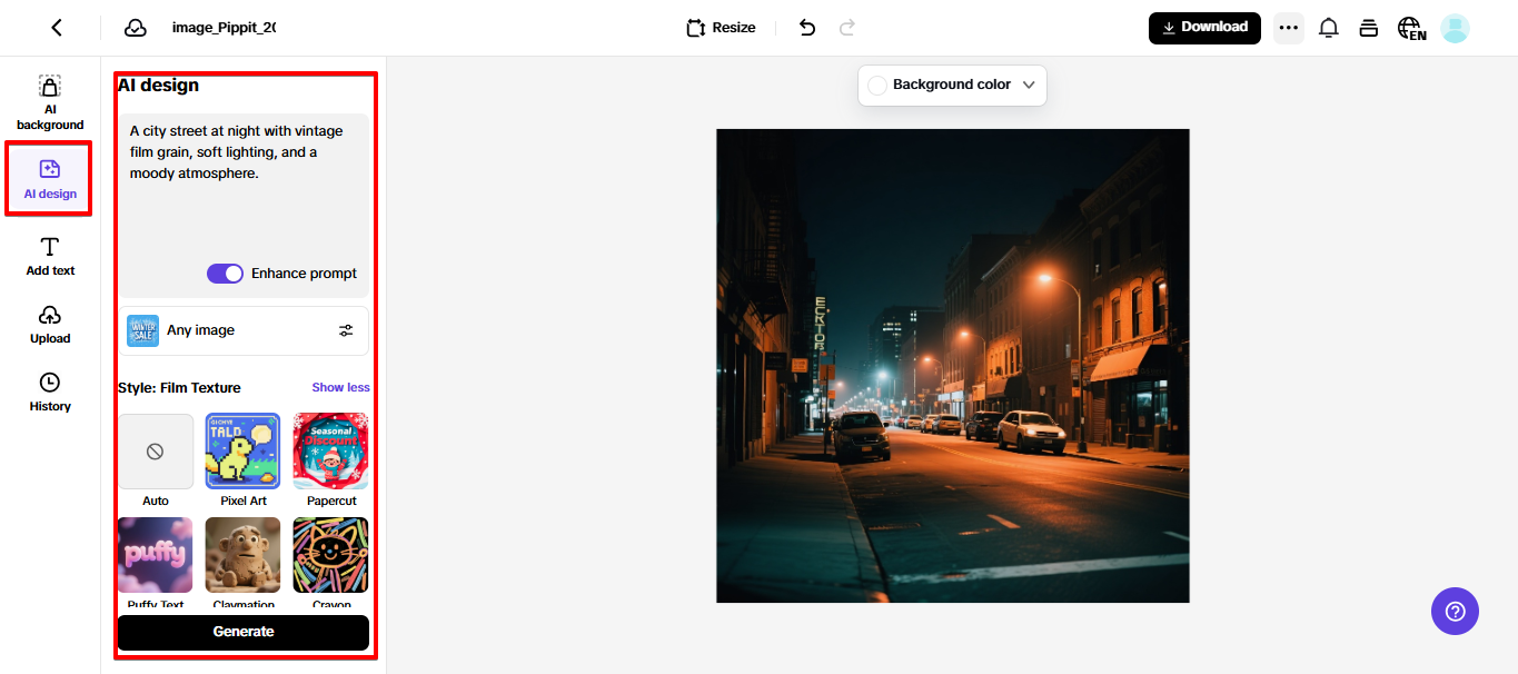 Paglikha ng film texture image