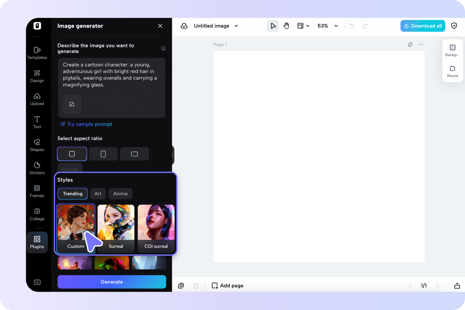 Create the cartoon character