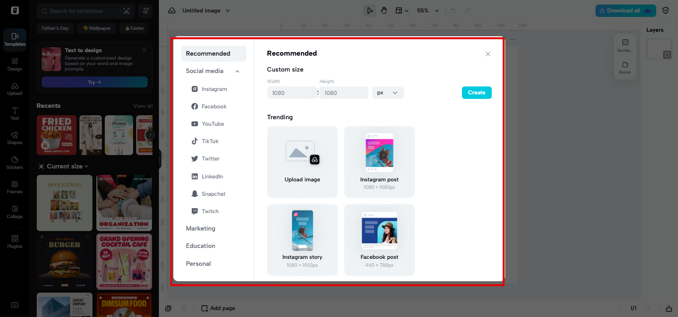 Opening image editor in Pippit