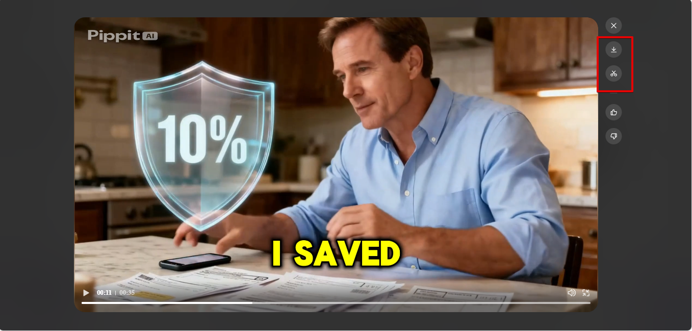 Exporting video from Pippit