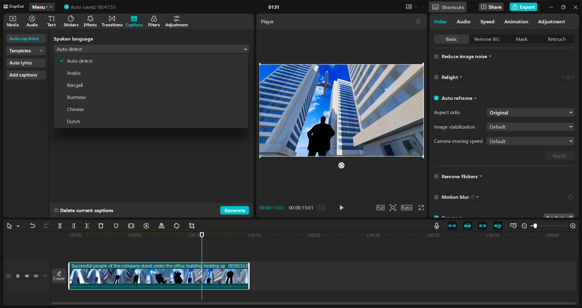 CapCut-työpöytävideoeditorin käyttöliittymä - ilmainen työkalu videomainosten muokkaamiseen YouTubessa