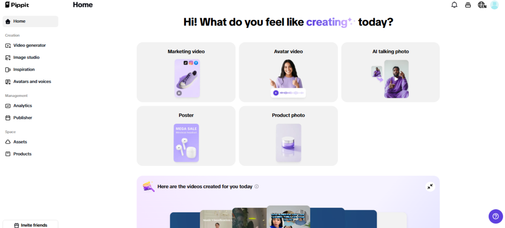 Pippit content creation and management tool