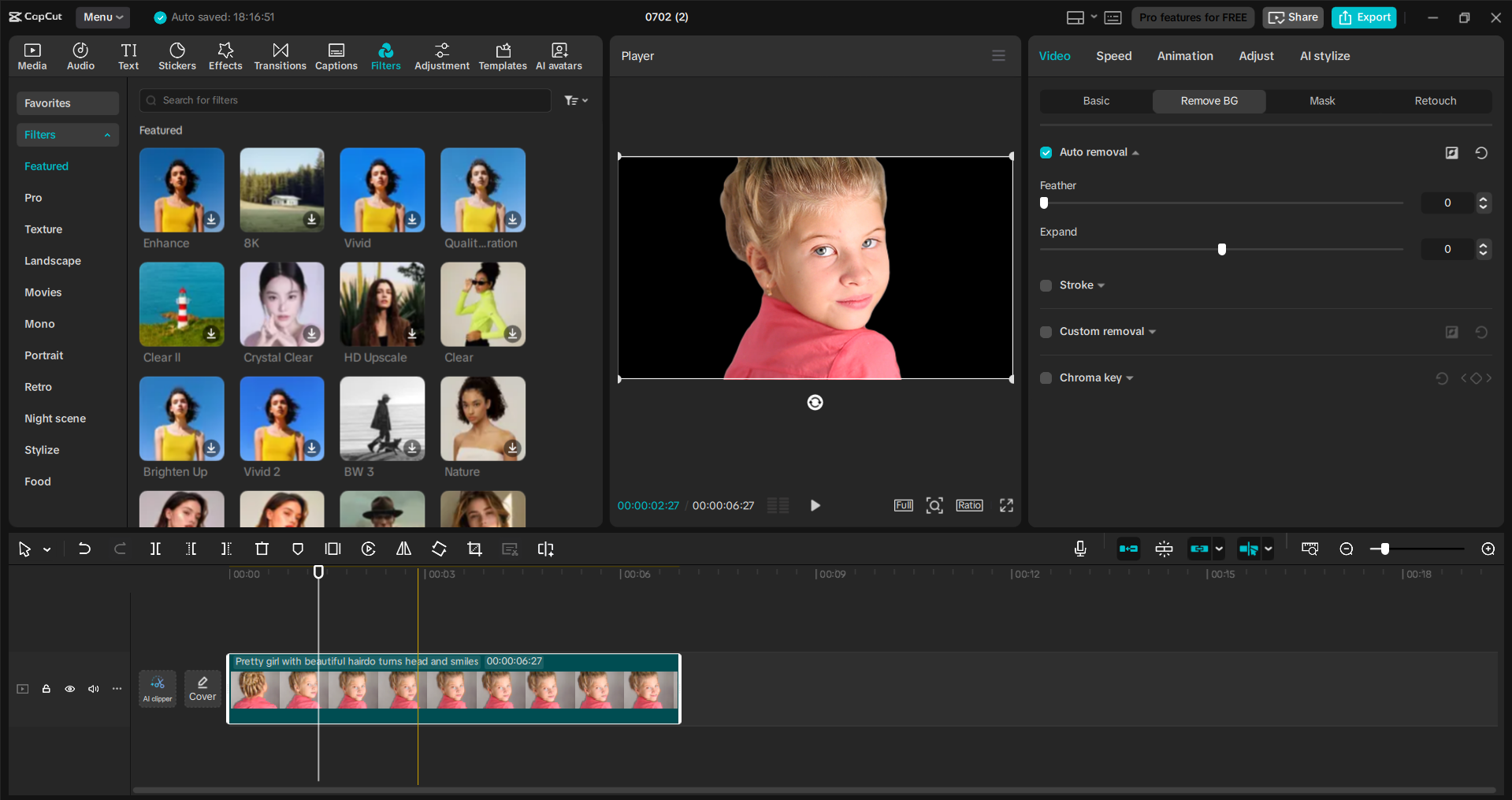 Interface of the CapCut desktop video editor - the best tool to replace background with AI