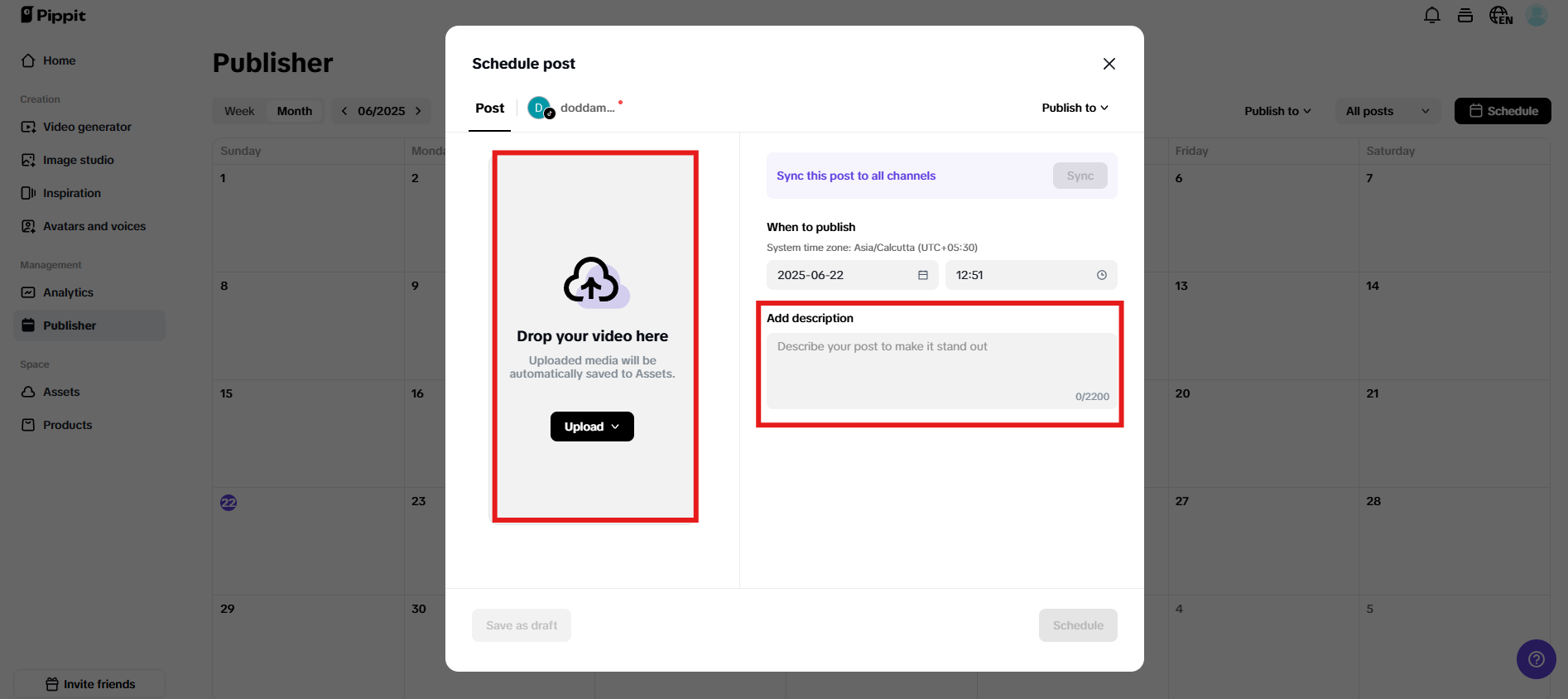 Create a post for account