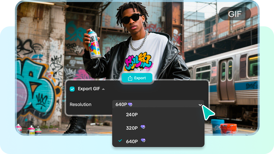 High-resolution GIF export options for any platform