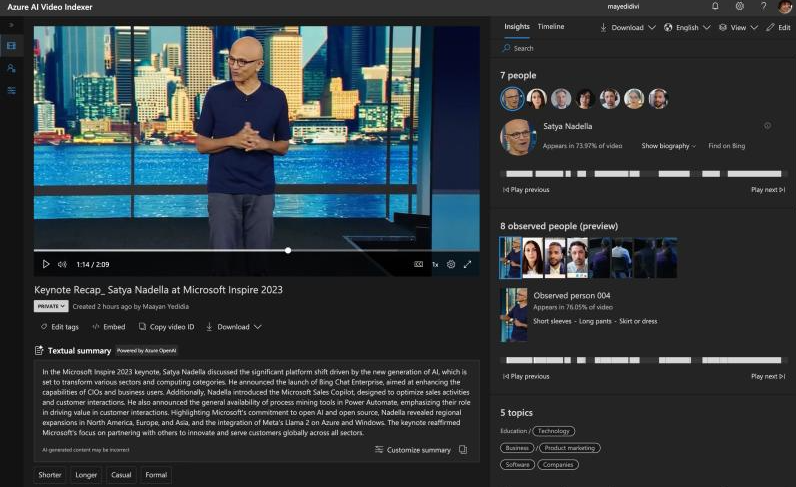 Azure AI Video Indexer