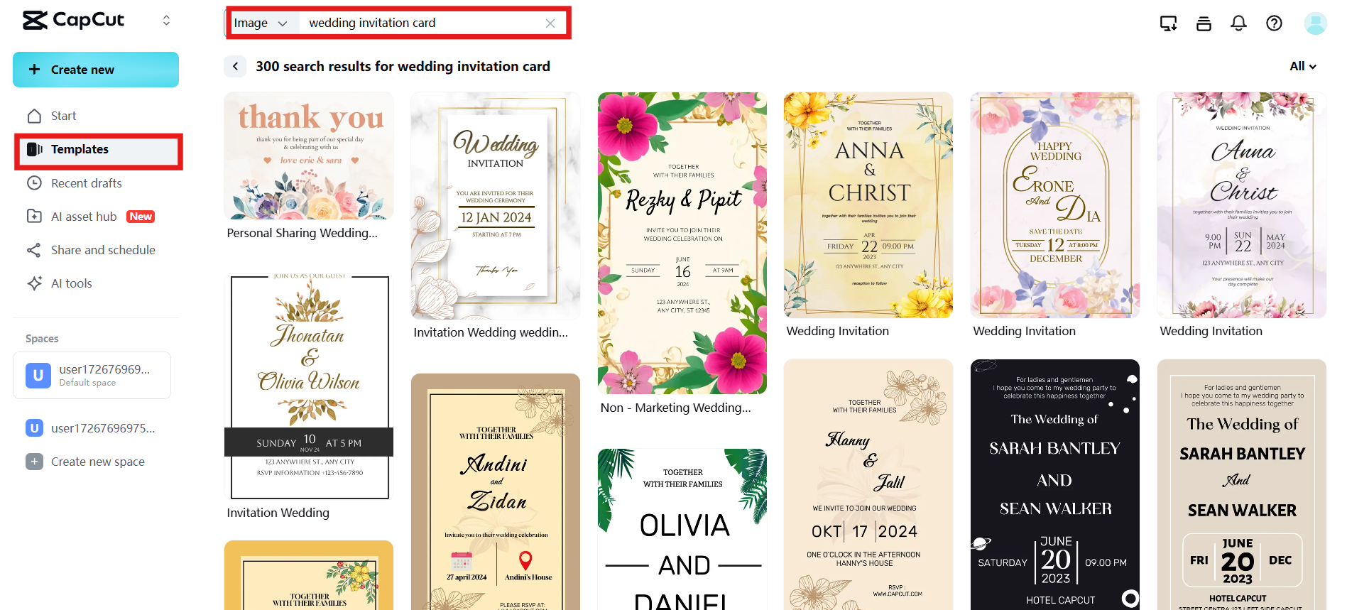 Choose a wedding card template