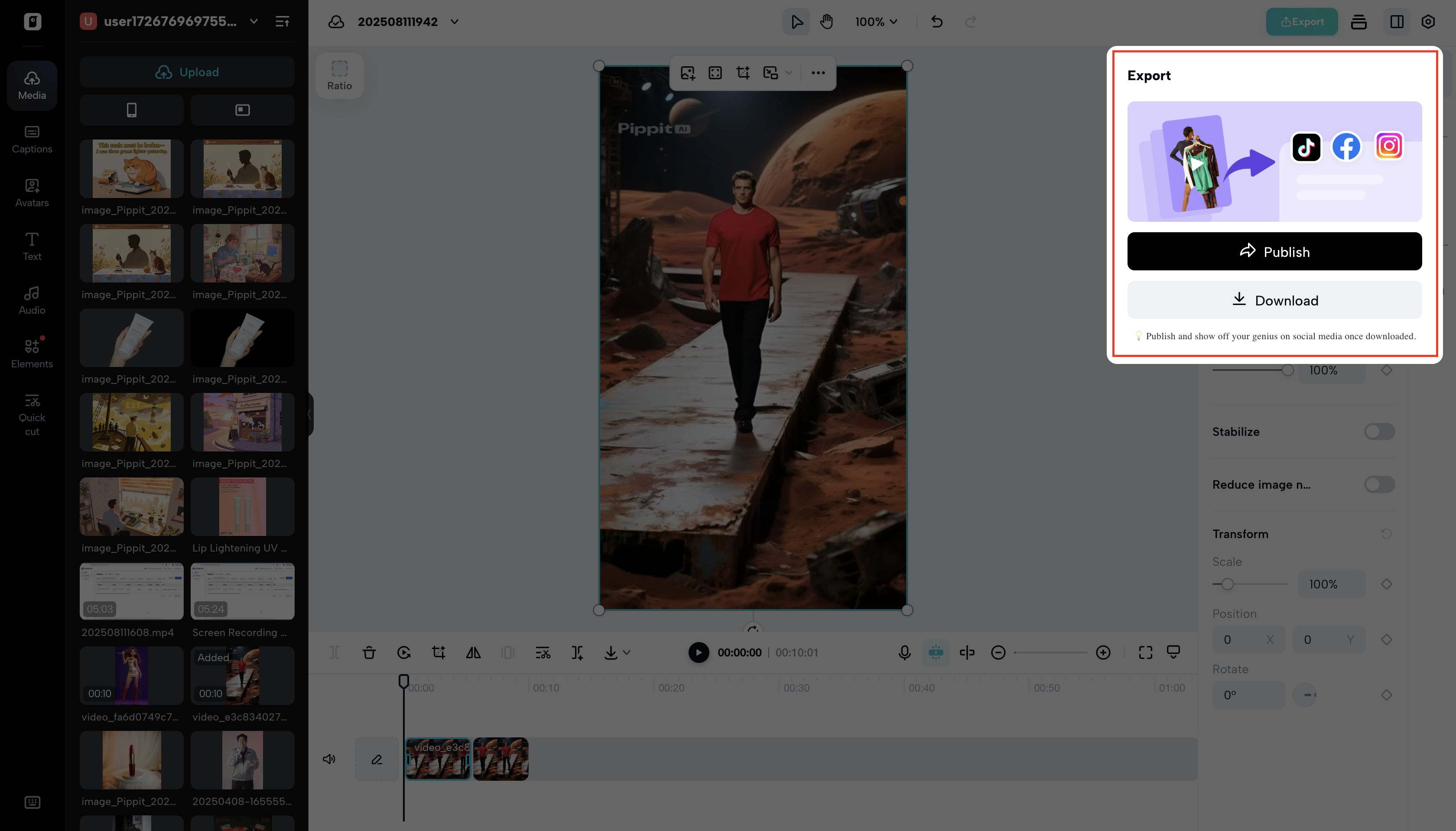 Export or share the trimmed video