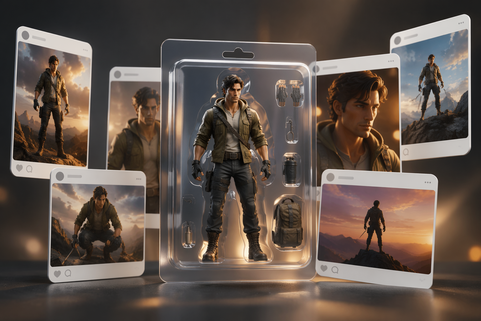 AI Action Figure marketing visual output preview