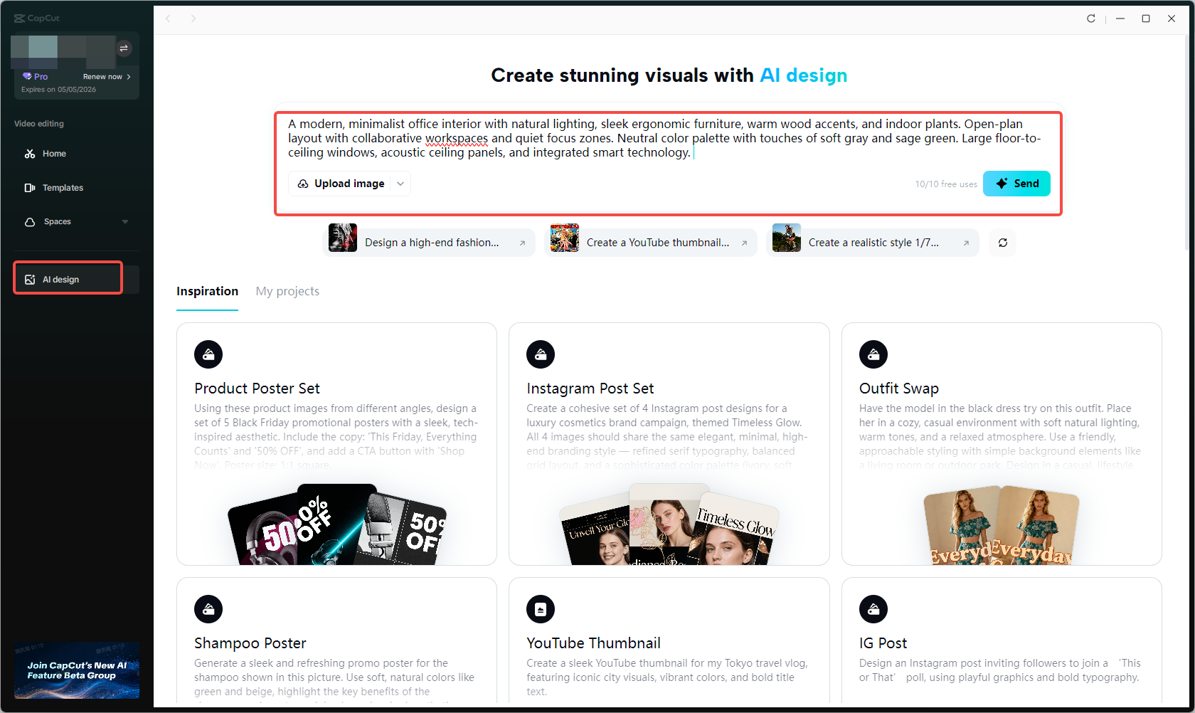 Enter a text prompt for office interior design