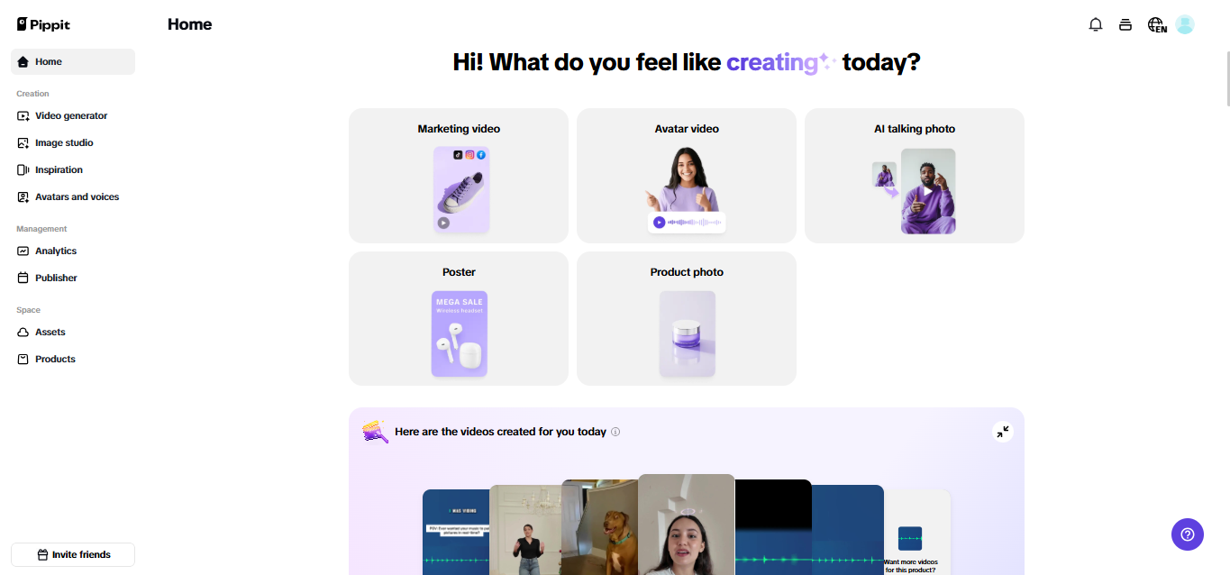 Pippit content creator and management tool