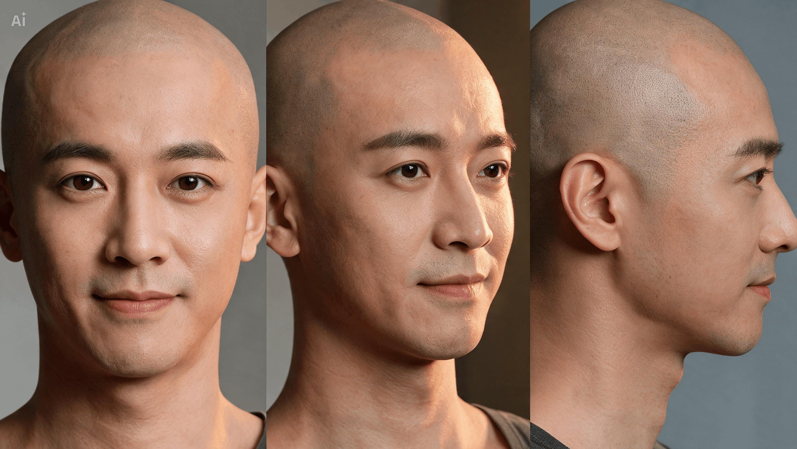 Compare portrait variations with natural scalp details