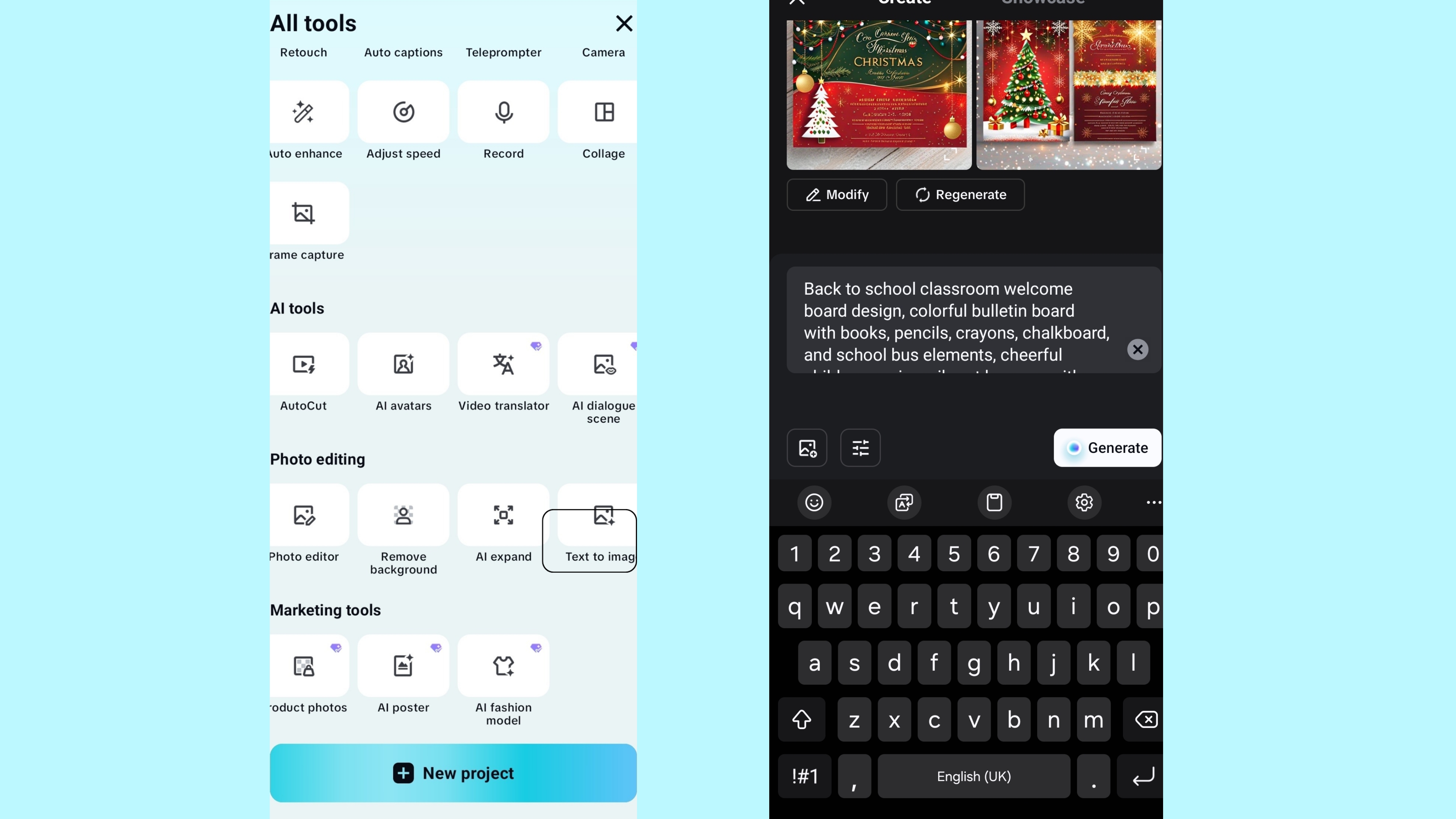 Access Text to image generator and add prompt