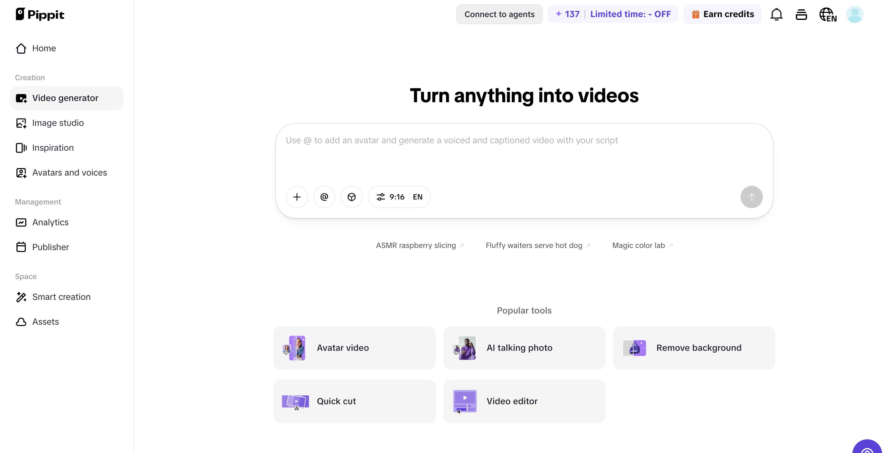 Access the video editor interface