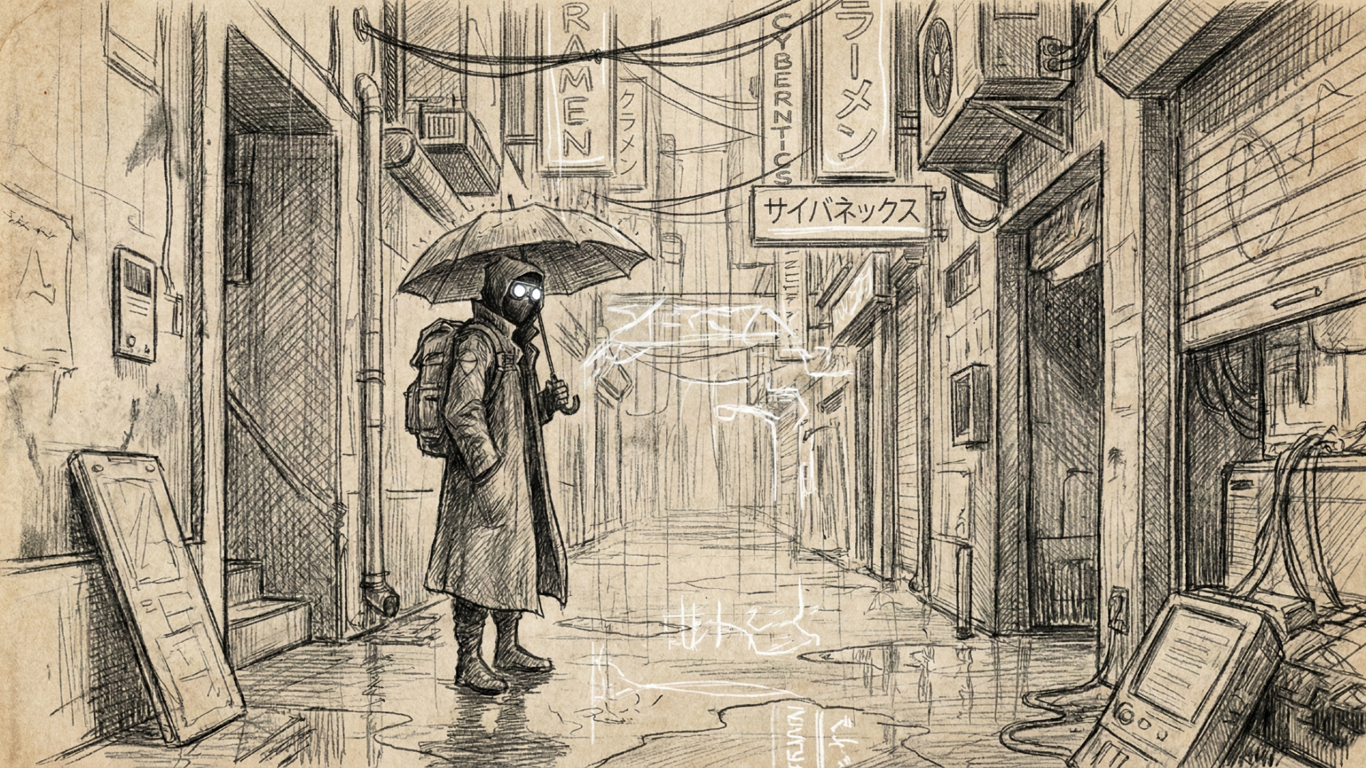 A cyberpunk-centric sketch