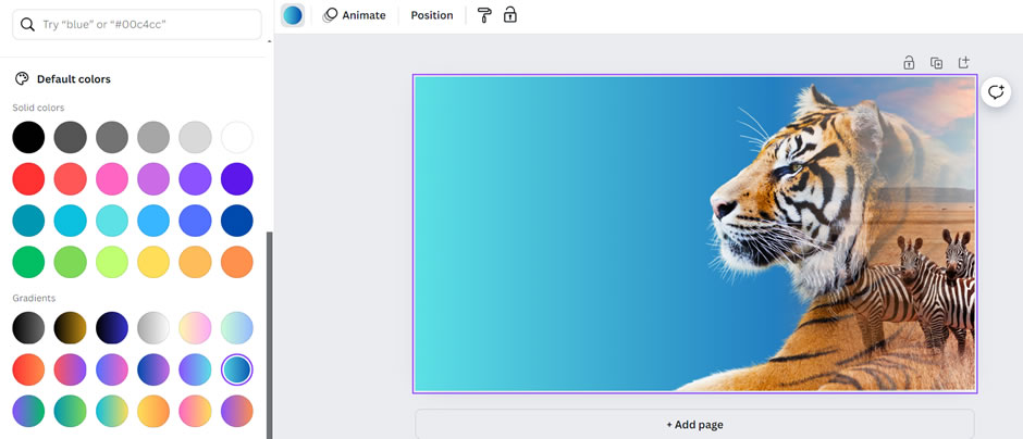 Interace of Canva - an online tool to use double exposure effect
