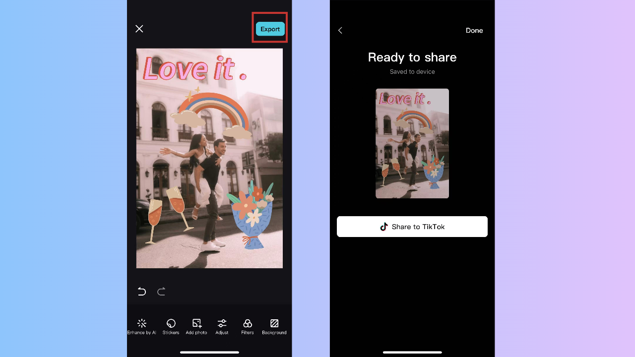 Export and share