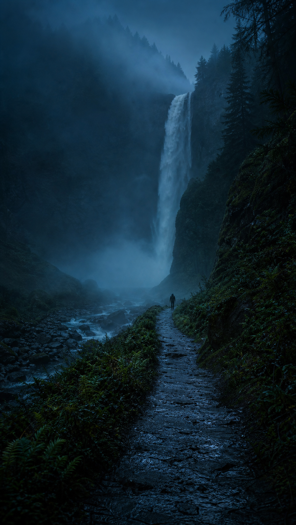 Paisaje Estético Oscuro AI Foto héroe móvil