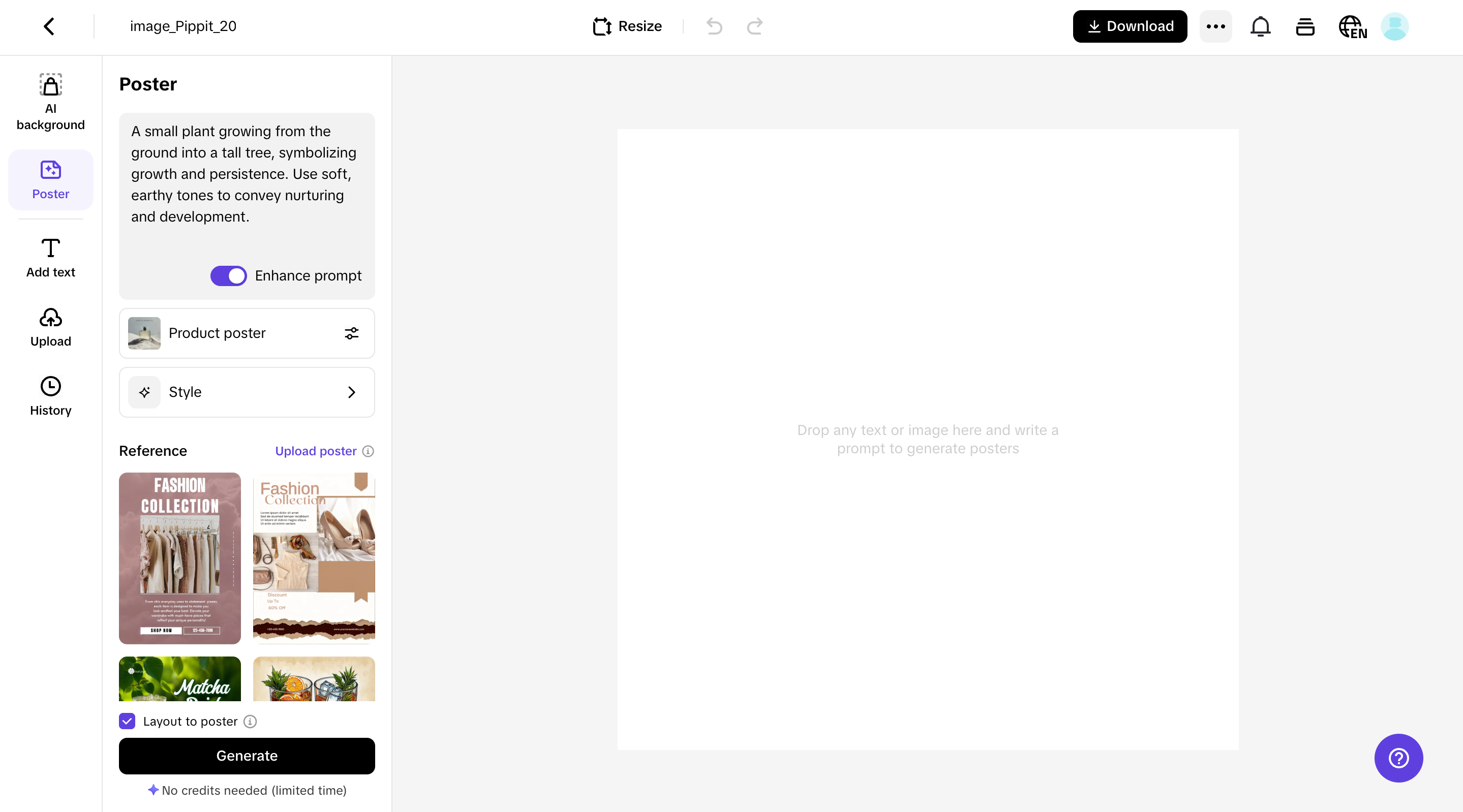 Generate your poster with prompts