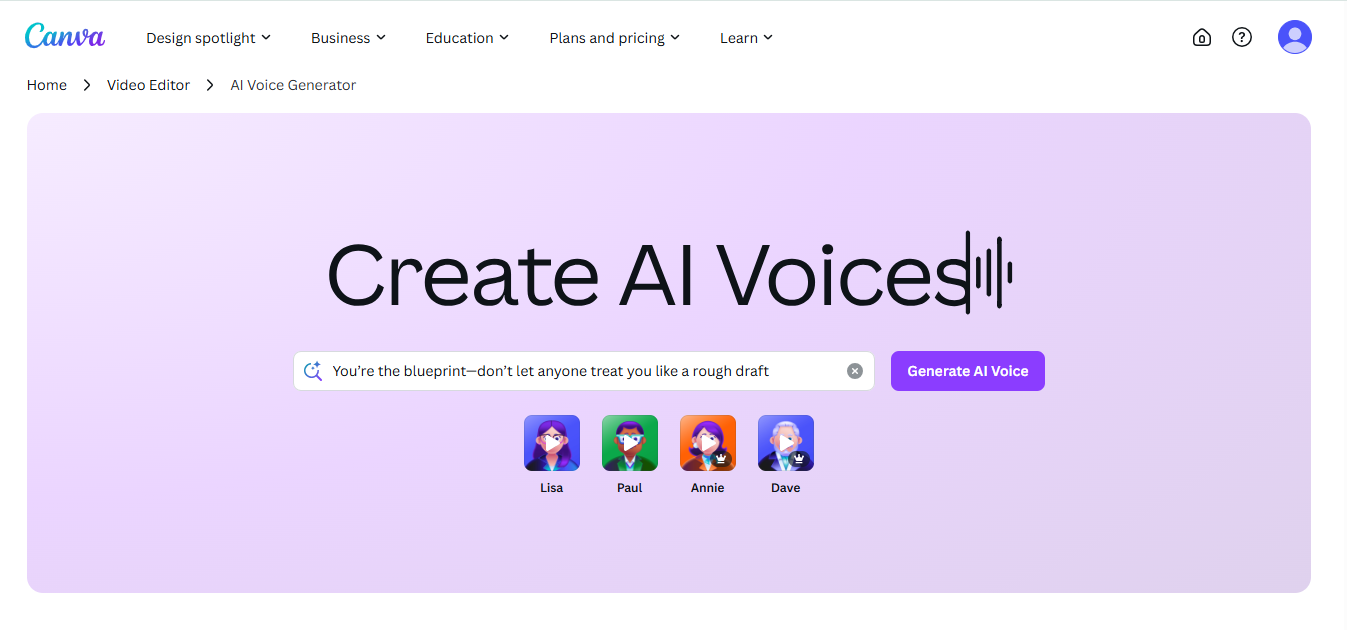 Canva - easy-to-use AI child voice changer