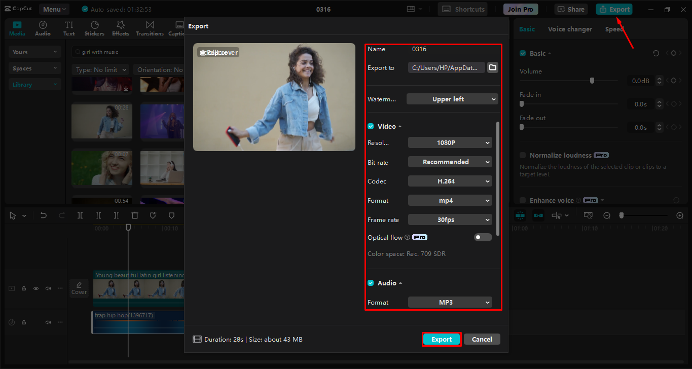 Export video to the CapCut desktop video editor