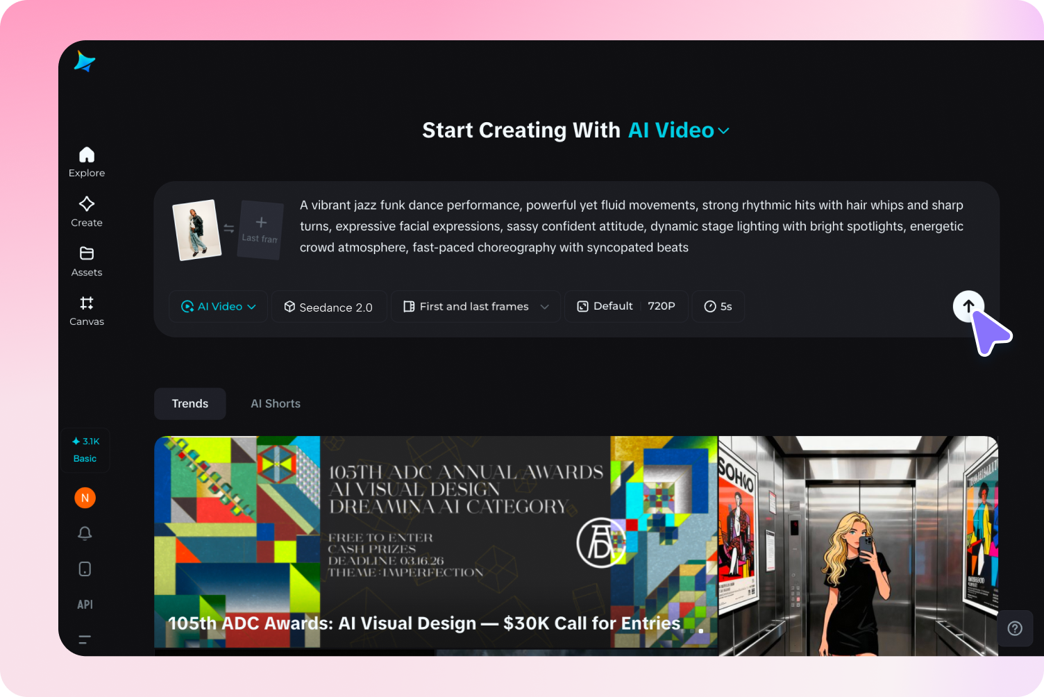 Escribe un mensaje para hacer una foto de baile de IA en Dreamina