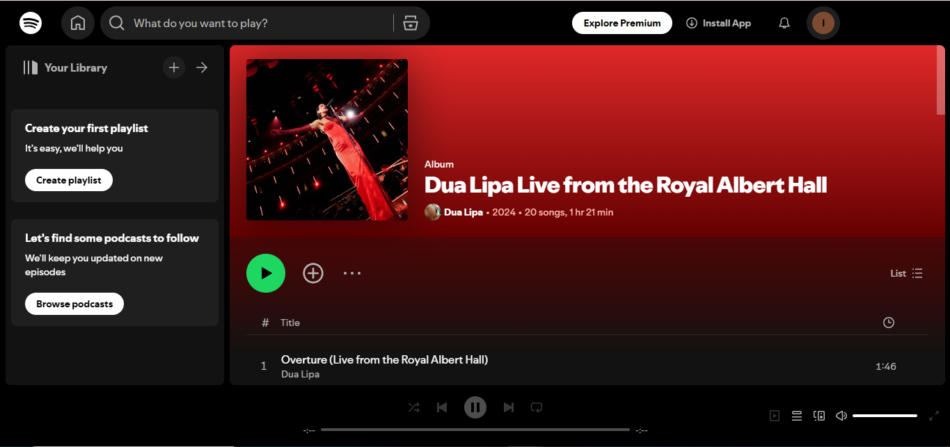 Dua Lipa by Dua Lipa - recognized as one of the most streamed albums on Spotify