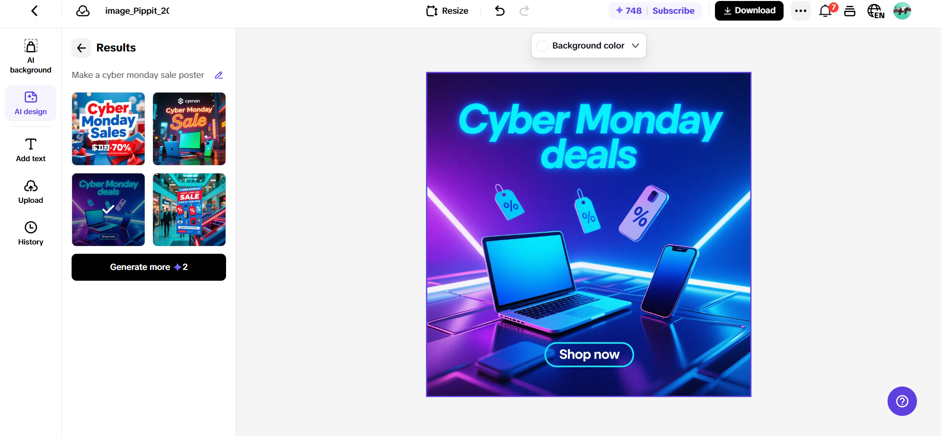 Pippit에서 생성된 Cyber Monday 세일 포스터