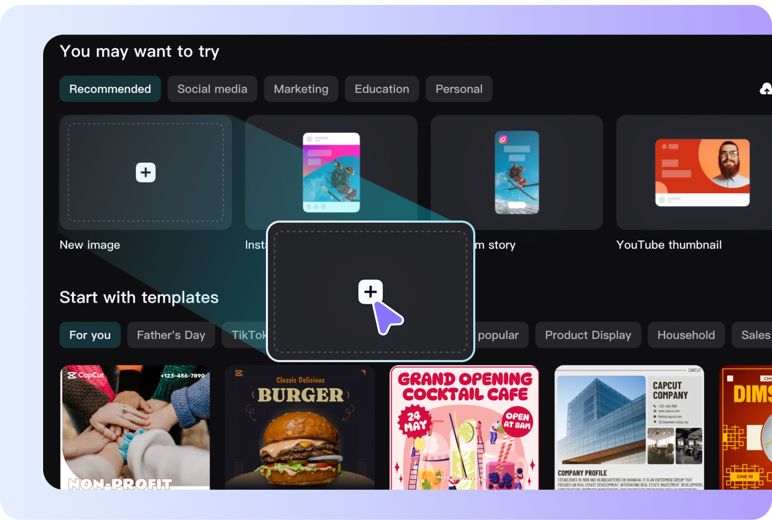Încărcarea unei fotografii în eliminarea fundalului imaginii CapCut