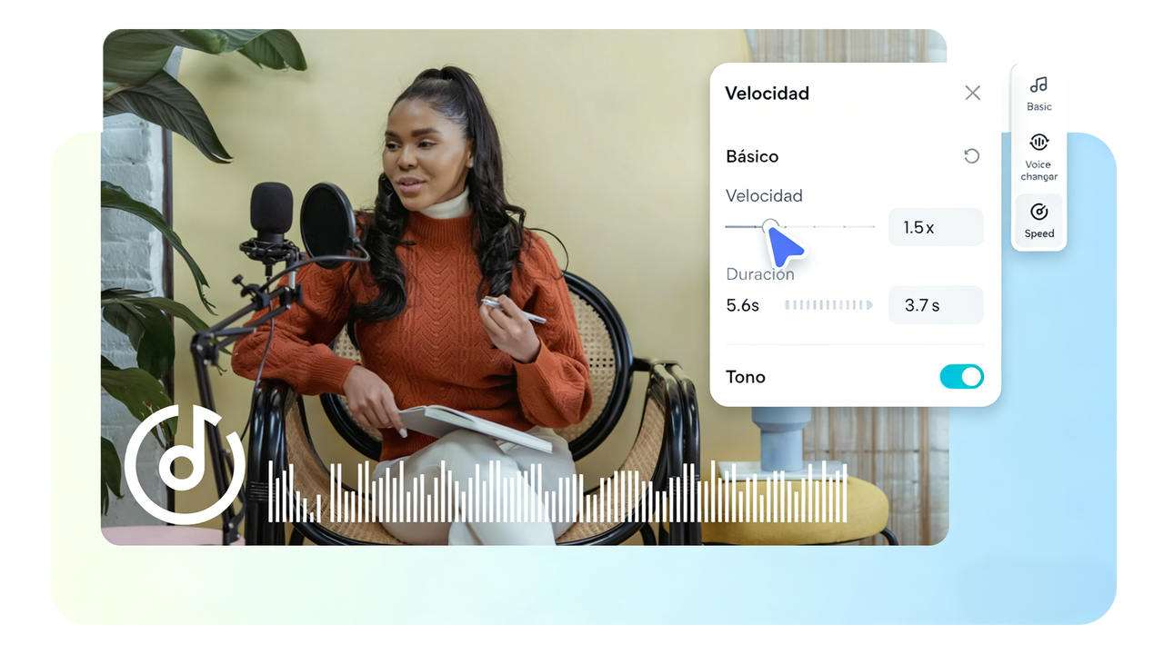 Pippit ajusta velocidad audio sin cambiar tono para garantizar calidad.