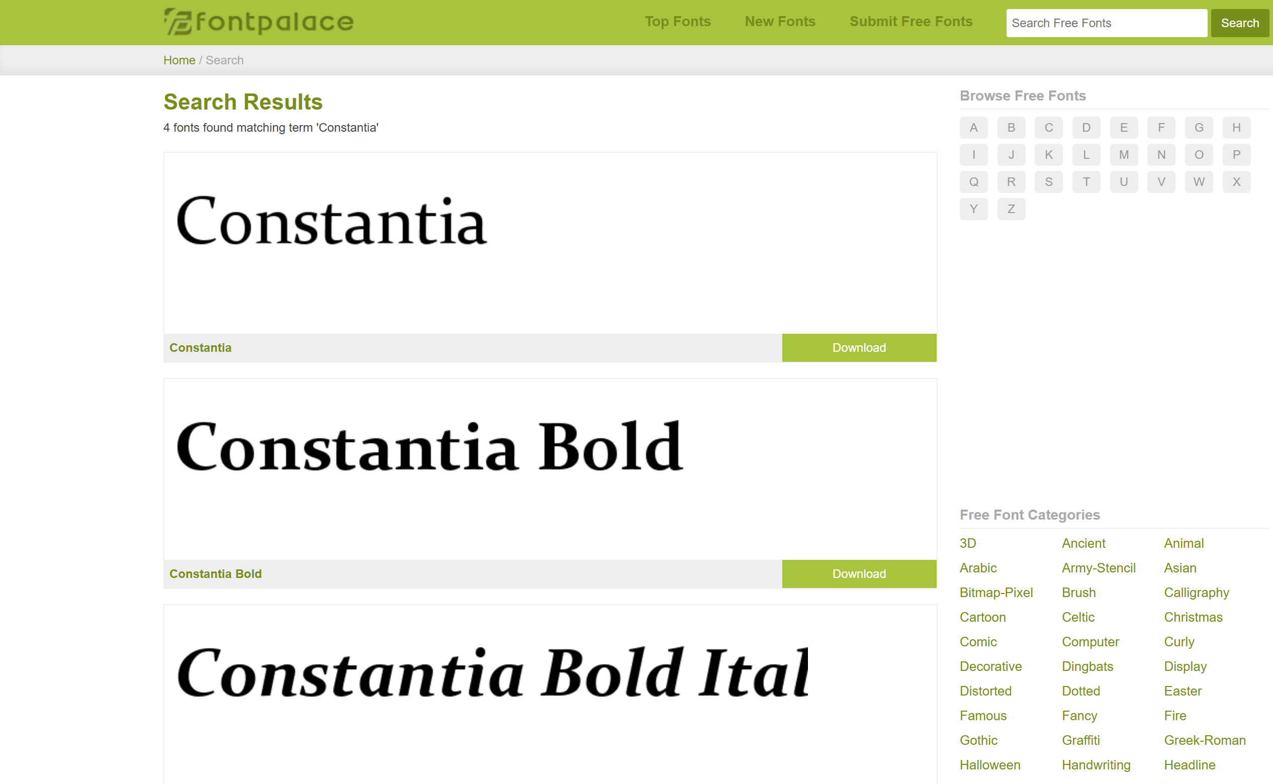 FontPalace for Constantia fonts download