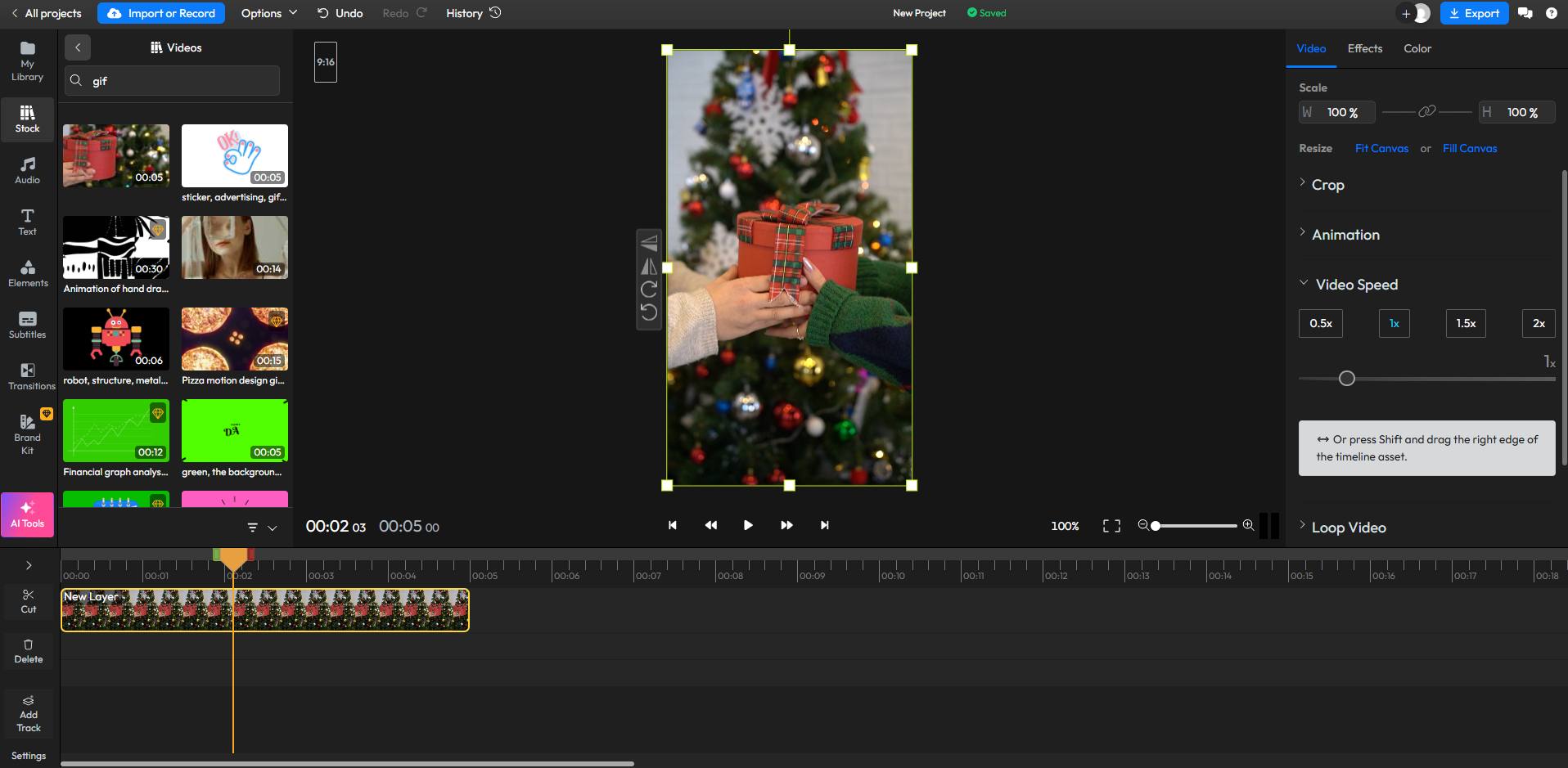 Interface of Flixier - another way to speed up GIFs